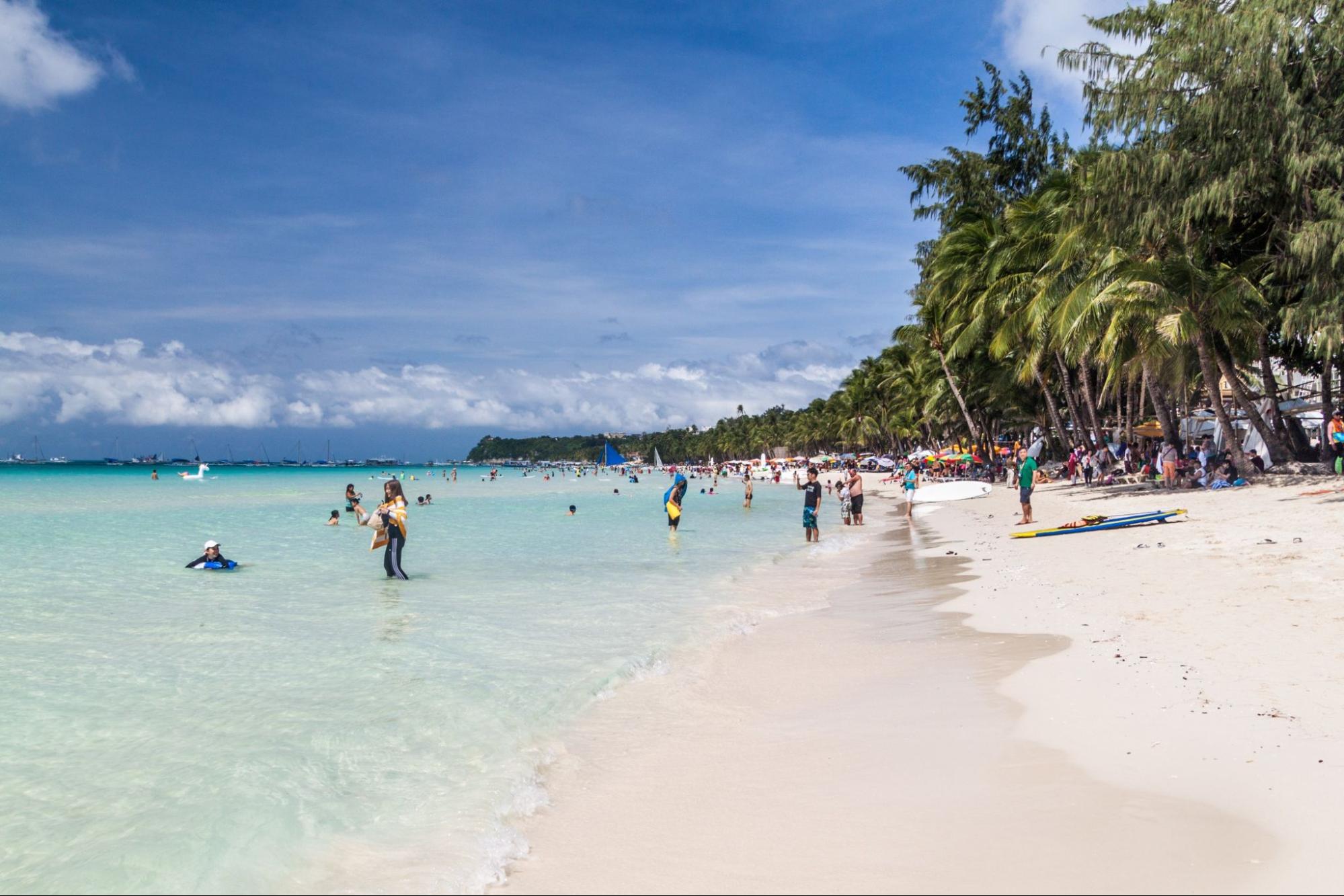 View of the White Beach at Boracay island, Philippines